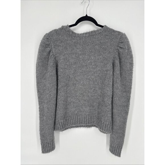 DEREK LAM 10 CROSBY Size Large Gray Puff Sleeve Alpaca Wool Blend  Sweater - Picture 3 of 8